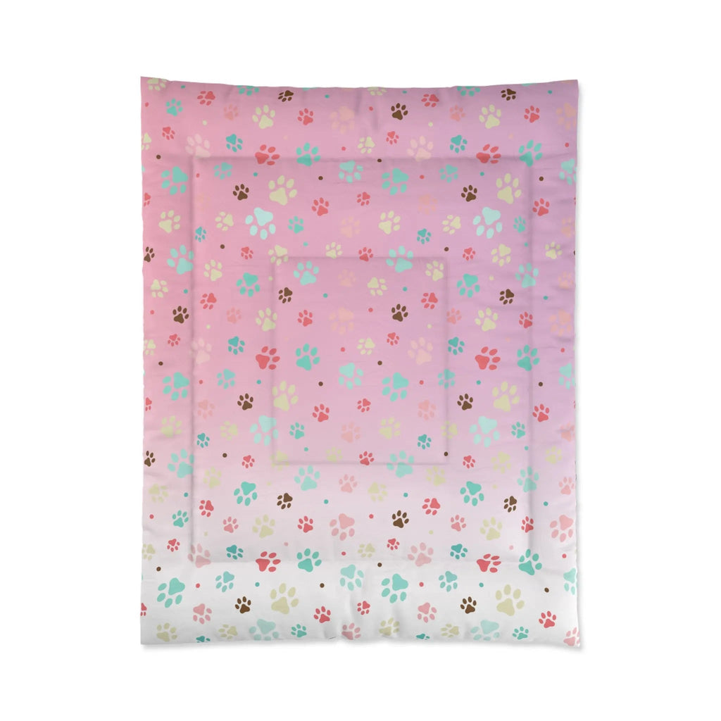 Colorful Paw Print Comforter - Cozy Pet Lover Bedding