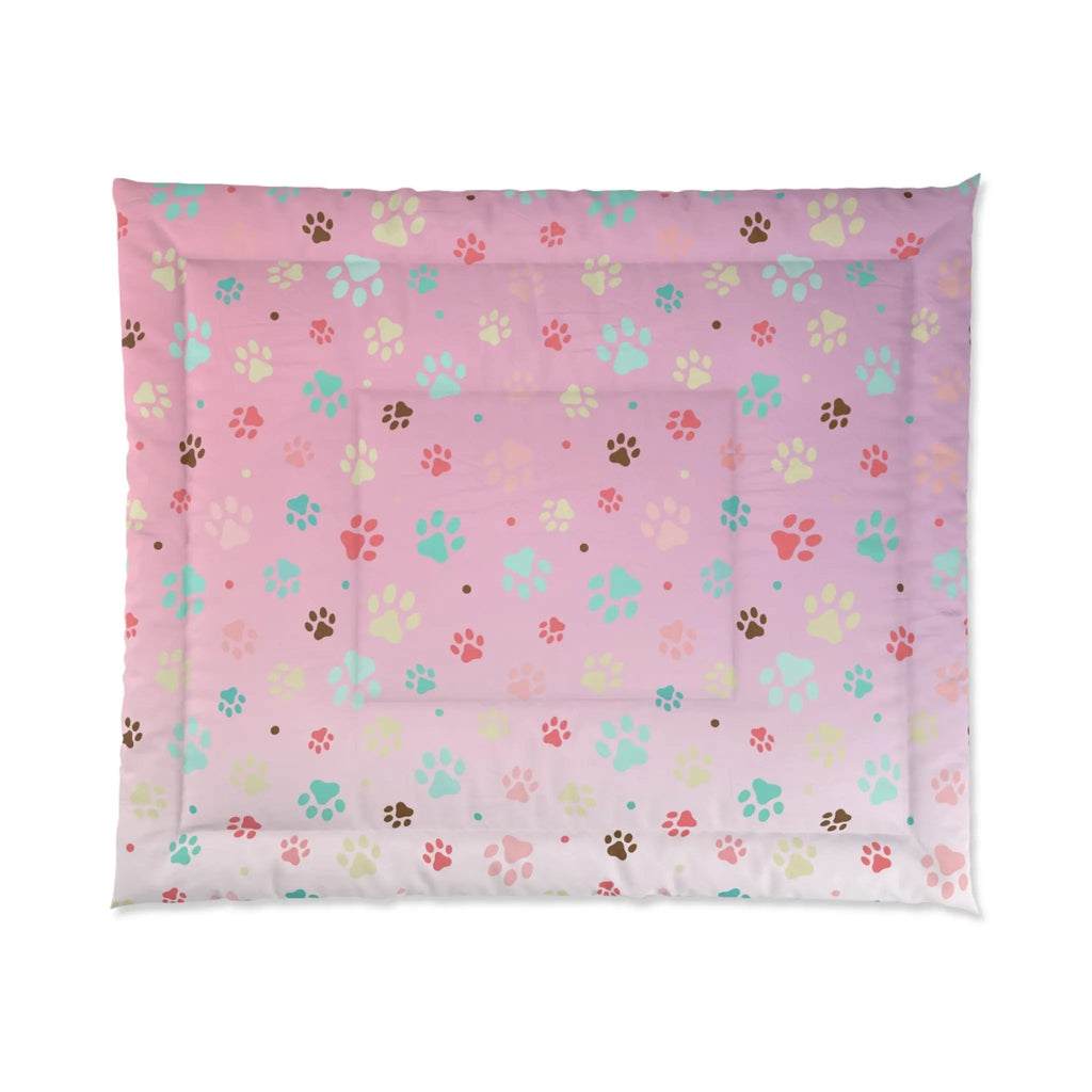Colorful Paw Print Comforter - Cozy Pet Lover Bedding